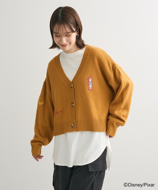 Green Parks トイストーリー／ワッペンショート丈カーディガン Brown