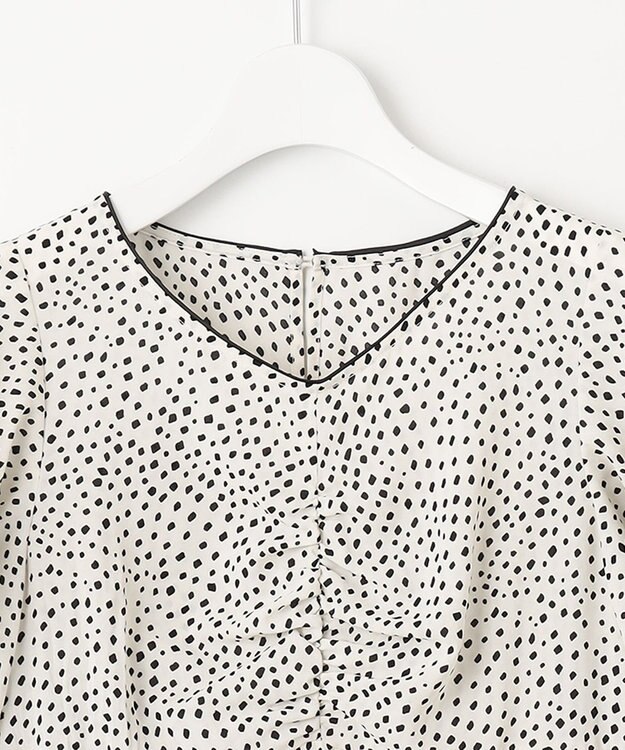 Feroux 【洗える】ショルダーオープンドット ワンピース ホワイト系5