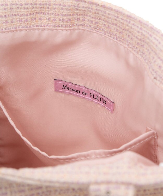 Maison de FLEUR ツイードブランドロゴ刺繍トートバッグ Light Pink
