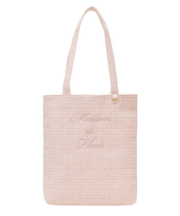 Maison de FLEUR ツイードブランドロゴ刺繍トートバッグ Light Pink