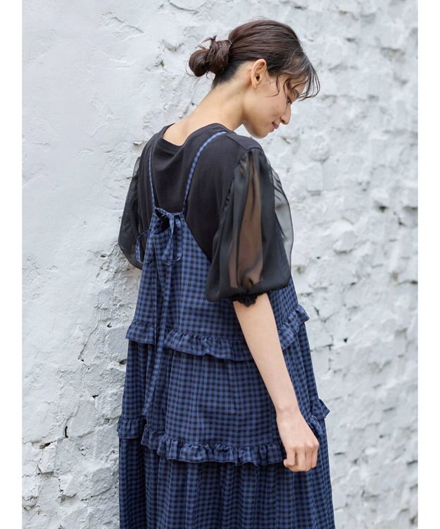 Green Parks ・Ｐｅｔｉｔ　Ｆｌｅｕｒ　カラーギンガムキャミワンピ Navy