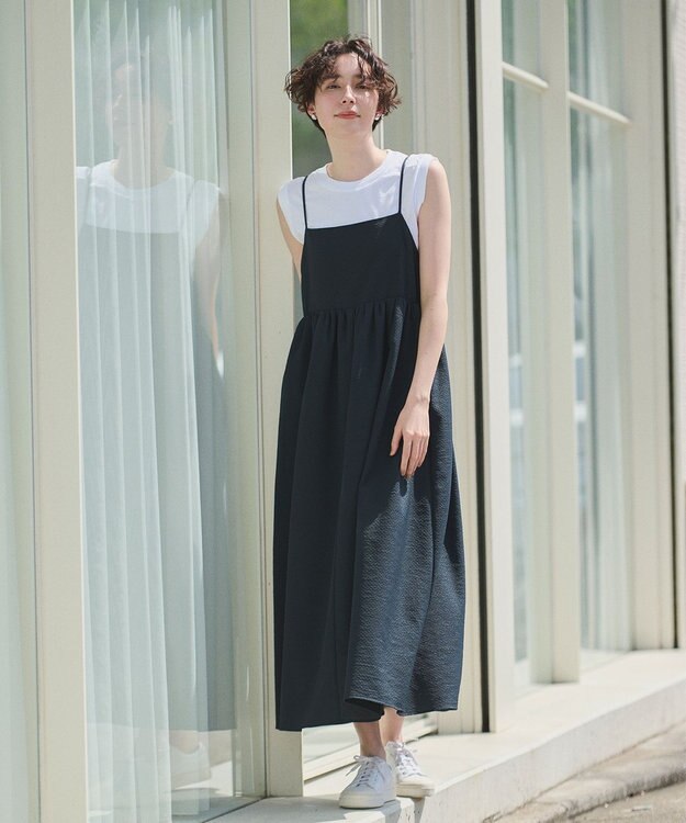 #Newans 【洗える】ボリュームキャミソールドレス ブラック系