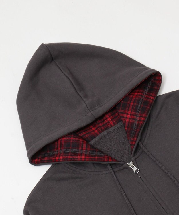 WEGO 【ユニセックス着用ITEM/MLサイズ展開】チェックZIPパーカー スミクロ