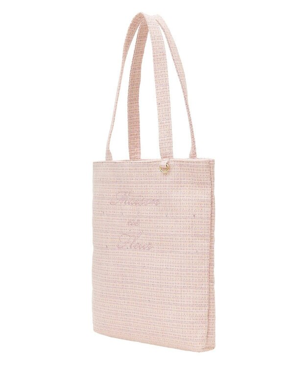 Maison de FLEUR ツイードブランドロゴ刺繍トートバッグ Light Pink