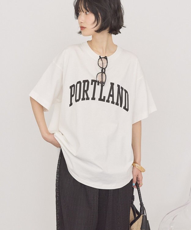 AMERICAN HOLIC PORTLAND裾ラウンドTシャツ Off White