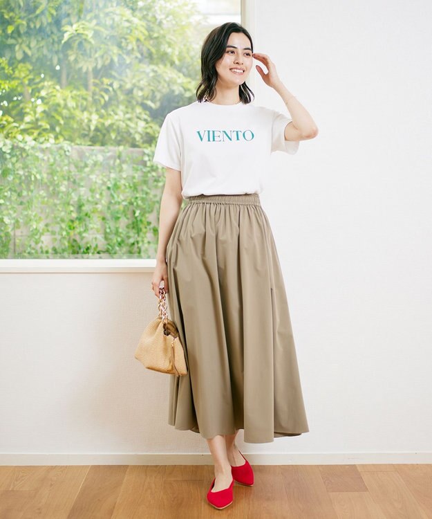 UNFILO 接触冷感カラーロゴT オフ×グリーン