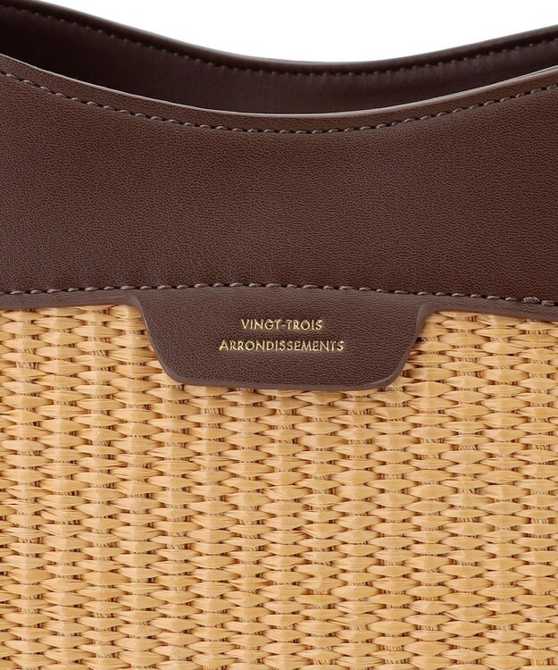 23区 ペーパーライクコンビ トートバッグ (M) ブラウン×ベージュ