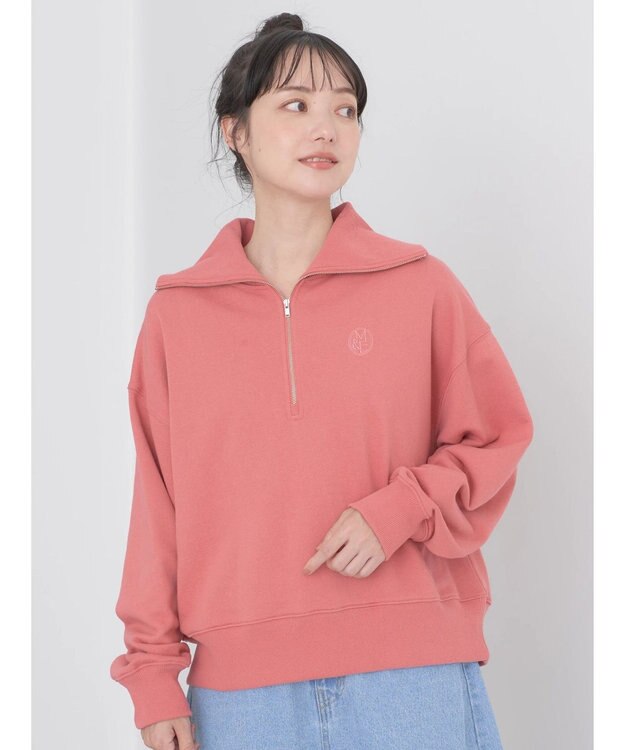earth music&ecology ハーフＺＩＰスウェット Pink