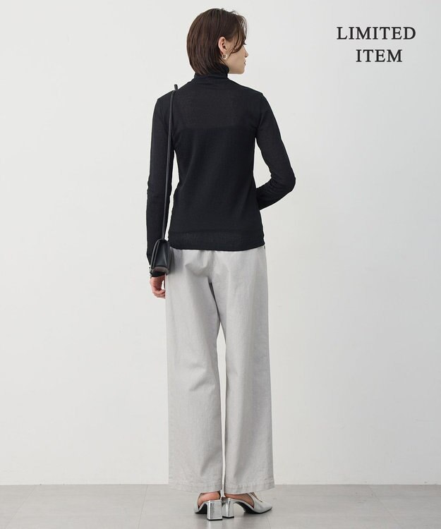 ICB 【WEB限定】 コットンレーシージャガード ハイネックカットソー ブラック