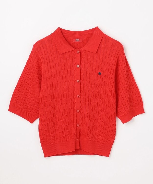 ANY 【POLO BCS別注】ケーブルニットポロ レッド