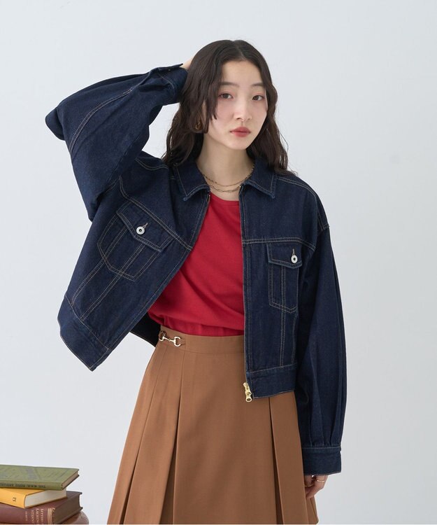 earth music&ecology ショートジップデニムジャケット Indigo