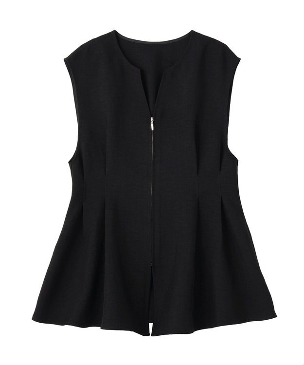 AMERICAN HOLIC 【イージーケア】リネンライクペプラムベスト Black