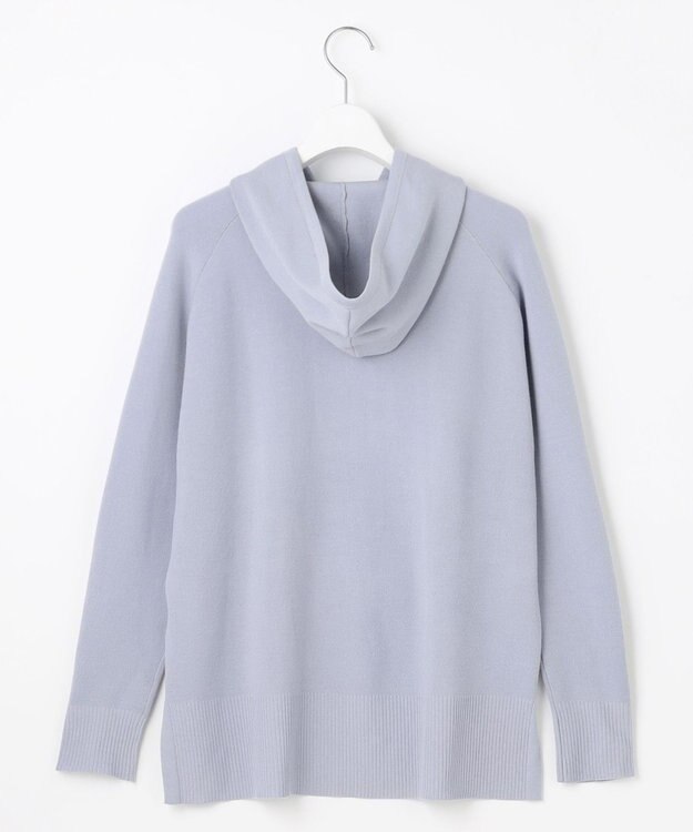 J.PRESS LADIES L 【洗える】HOODIE ニット パーカー サックスブルー系