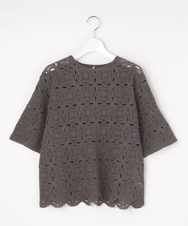 自由区 エンブロイダリー ニット ブラウン