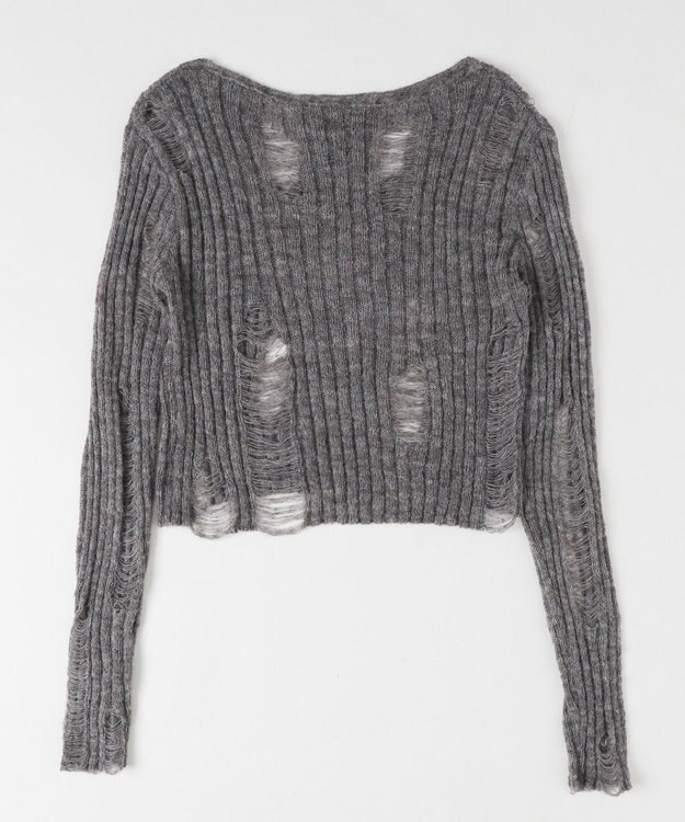 WEGO ダメージショートニット グレー