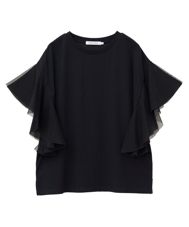 AMERICAN HOLIC 袖チュールサイドスリットプルオーバー Black