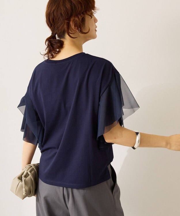 AMERICAN HOLIC 袖チュールサイドスリットプルオーバー Navy