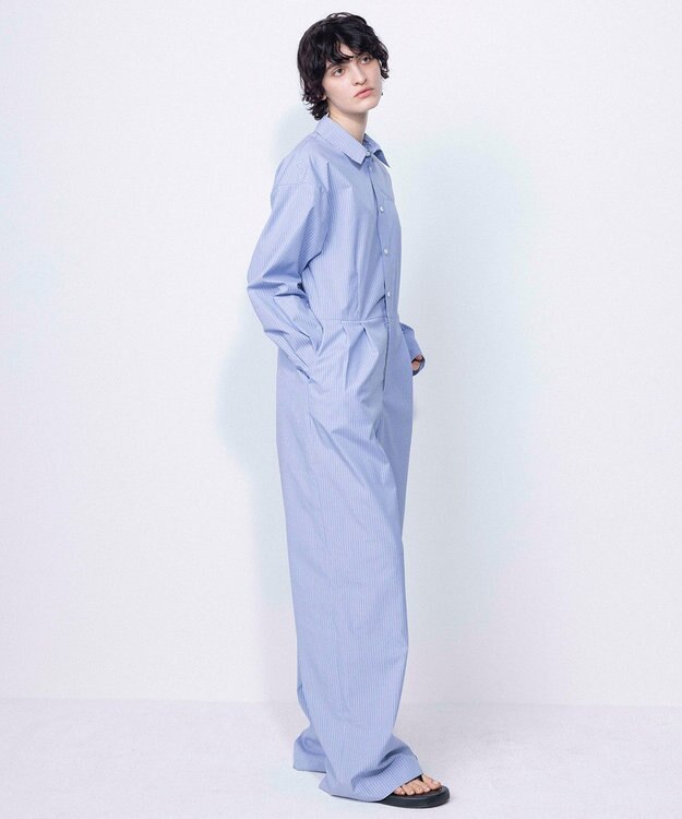 NAVE 【ReNAVE・セットアップ可/洗える/接触冷感/UVケア】コットンポリブロード オールインワン サックスブルー系1