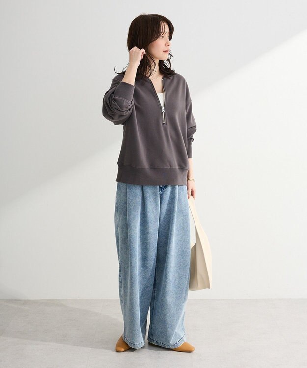 Green Parks デニムタックワイドパンツ Light Indigo