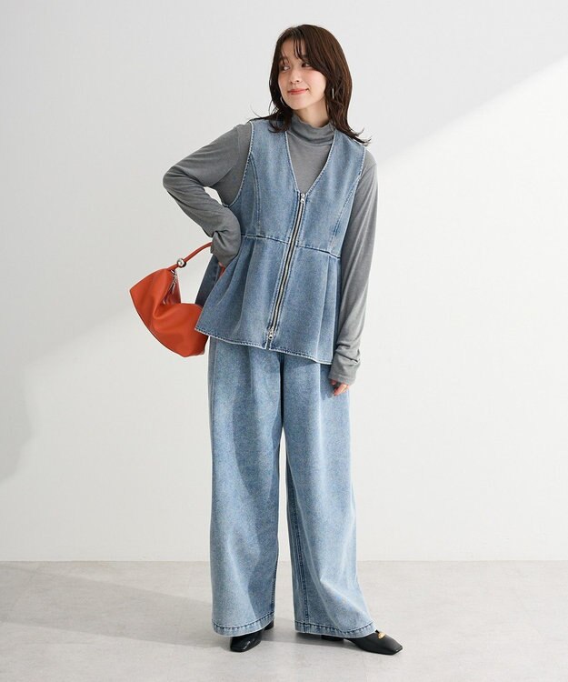 Green Parks デニムタックワイドパンツ Light Indigo