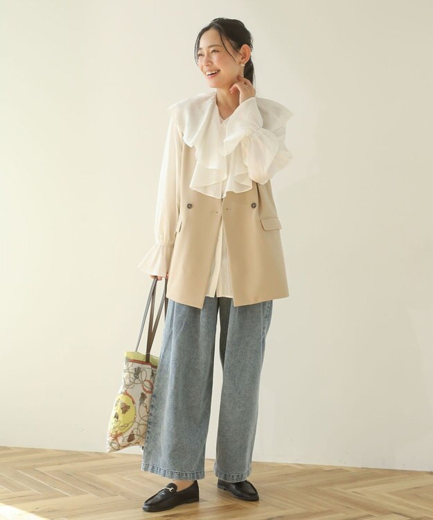 Green Parks デニムタックワイドパンツ Light Indigo