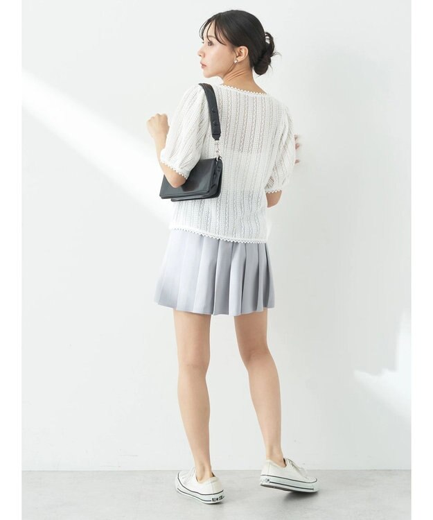 earth music&ecology コンパクトレースカーディガン White