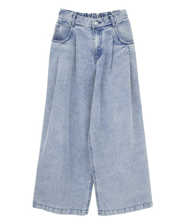 Green Parks デニムタックワイドパンツ Light Indigo