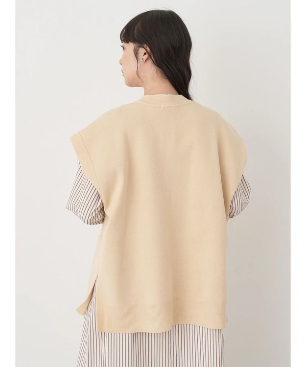 earth music&ecology 金ボタンニットベスト Beige