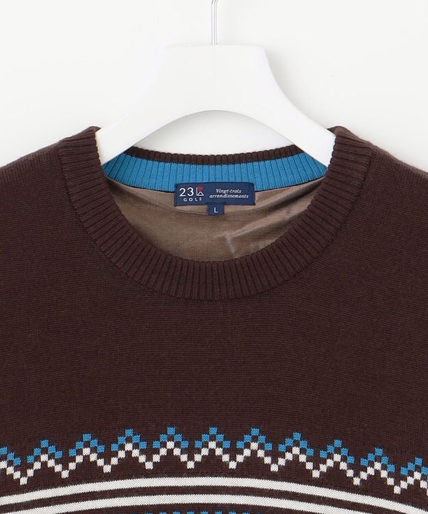 23区GOLF 【MEN】【ウォッシャブル】フェアアイル柄ニット ダークブラウン系