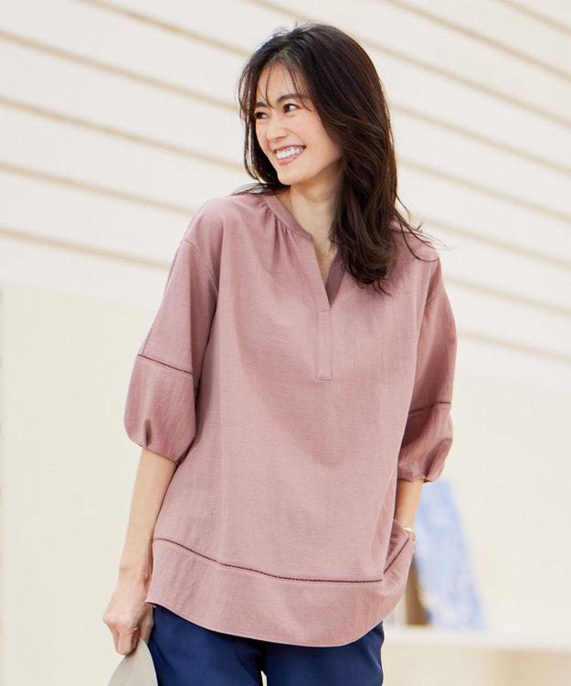 J.PRESS LADIES L ナチュラルジャージー カットソー ピンク系