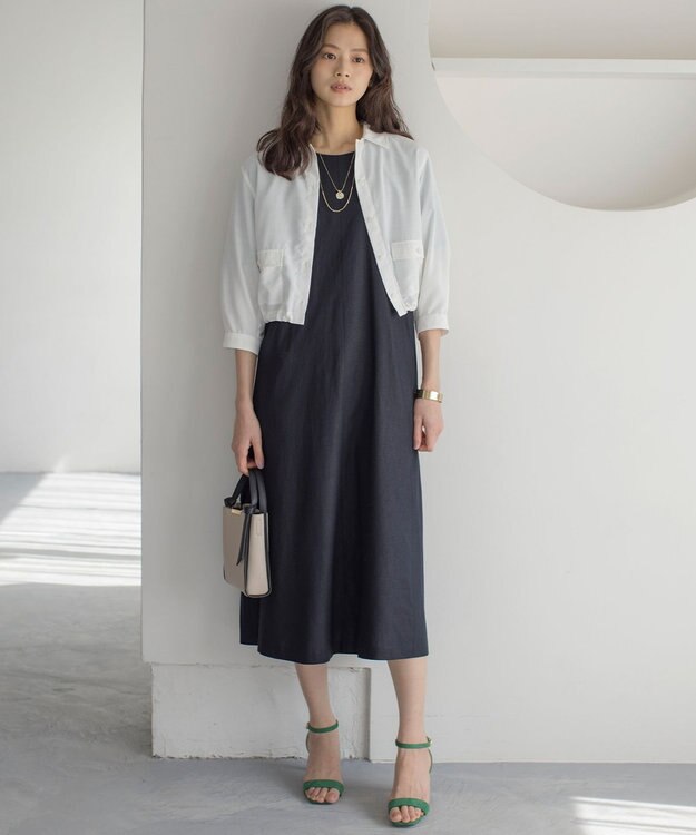 組曲 L リネンレーヨン ワンピース ネイビー系