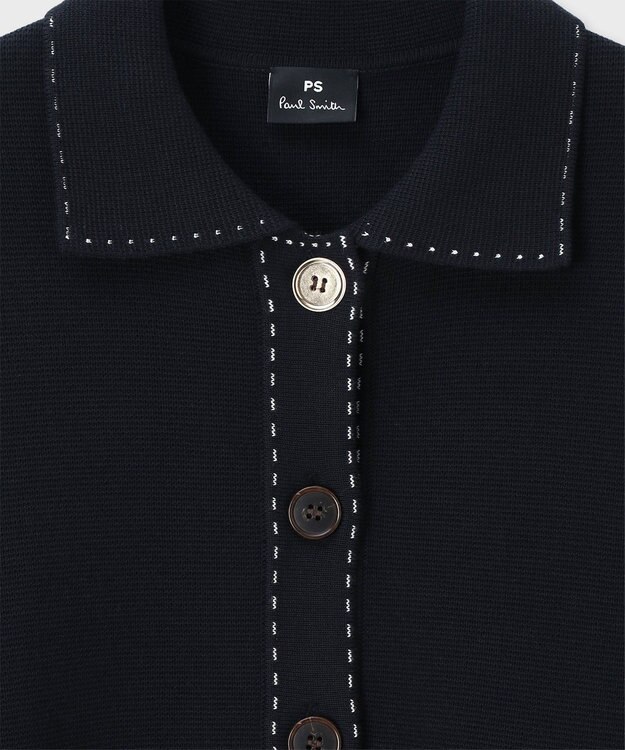 Paul Smith コントラストステッチ ミラノリブ ニットブルゾン ネイビー