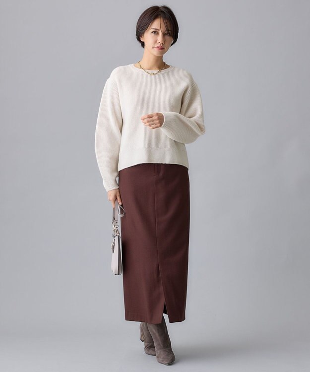 自由区 L 【洗える】ウールカシミヤブレンドプルオーバー ニット シャンパンベージュ