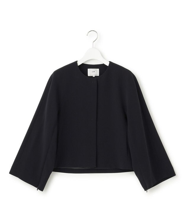 23区 【VERYコラボ 】トリアセ ダブルジョーゼット ノーカラージャケット ネイビー系