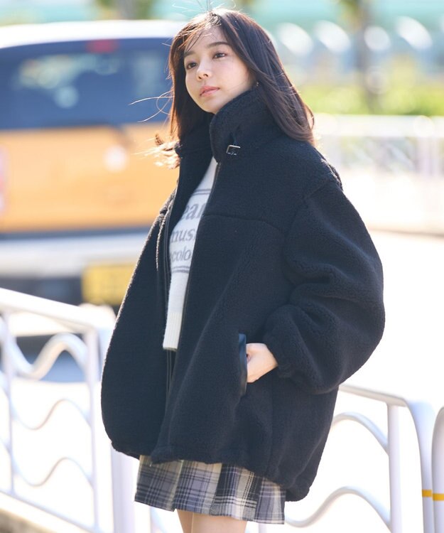 earth music&ecology ボアルーズブルゾン ブラック