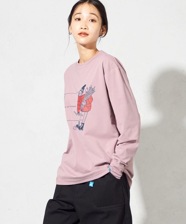 SHARE PARK LADIES 【LADIES】吸水速乾 フロントプリントTシャツ スモークピンク