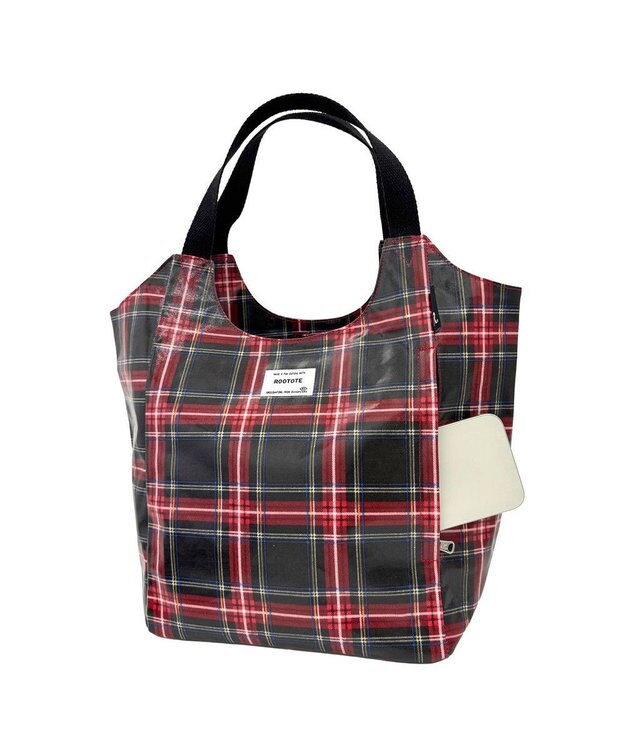 ROOTOTE 3607【ラミネート加工 肩掛け】EU.ラウンド.ラミネート-T 02：チェック・レッド