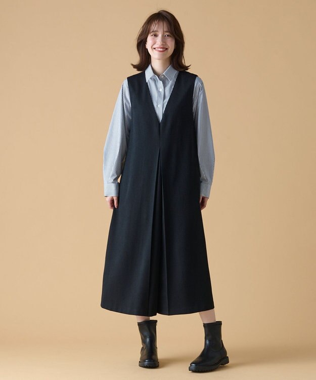 ANY 【UVカット/抗菌防臭/速乾】エニィファンクション　カシュクールシャツ ブルーストライプ