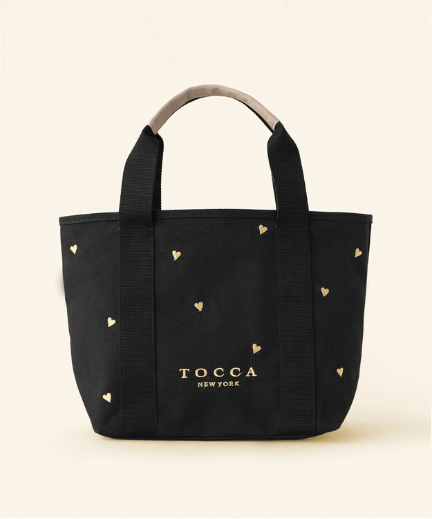 TOCCA 【大人百花コラボカラー有・WEB＆一部店舗限定】LUCKY SHOWER CANVASTOTE キャンバス トートバッグ ブラック×ハート柄