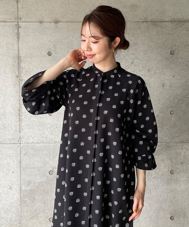 UNFILO 【大好評により新色追加！】プリントワンピース ブラック×オフ