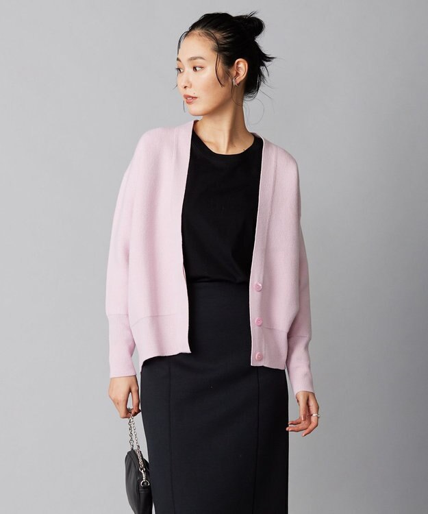 ICB 【洗える】ウールカシミヤ Vネックカーディガン ピンク系