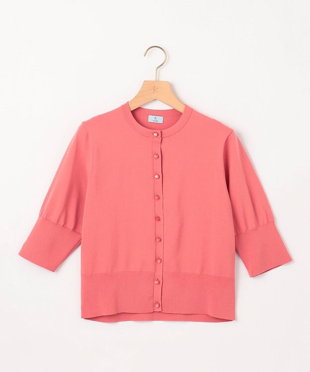 組曲 【洗える・6色展開】CANDYボタン 半袖カーディガン インカローズ系