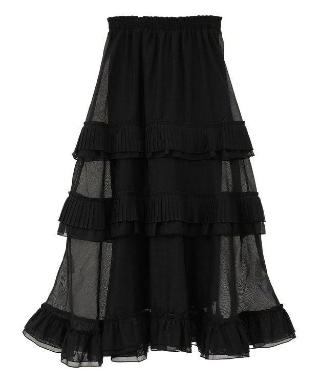 Green Parks ・ＥＬＥＮＣＡＲＥ　ＤＵＥ　プリーツフリルシアースカート Black