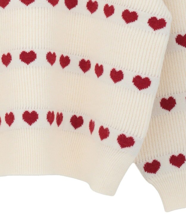 Green Parks ・ｓｗｉｎｇ　ｂｙ　ハートジャカードクルーニット Ivory