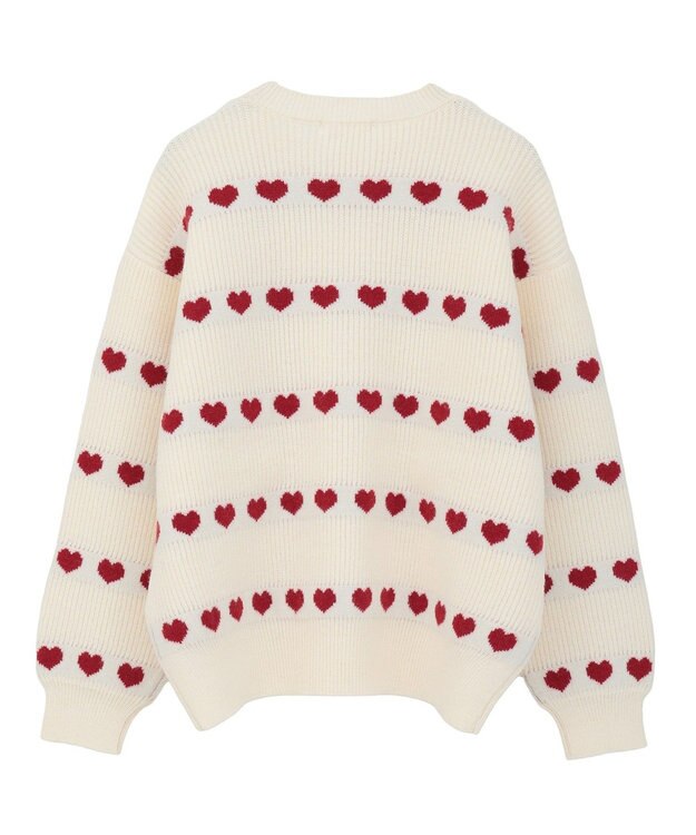 Green Parks ・ｓｗｉｎｇ　ｂｙ　ハートジャカードクルーニット Ivory