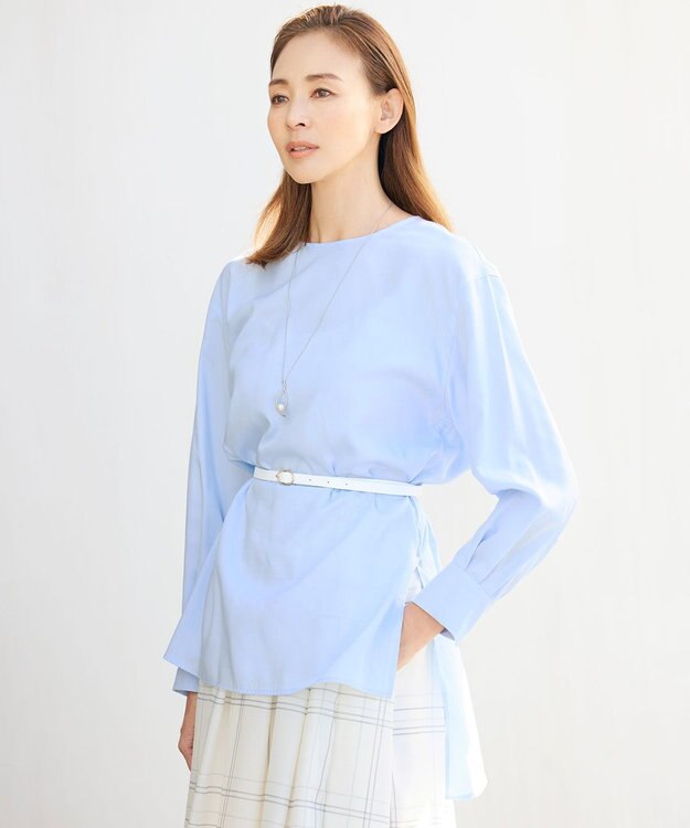 自由区 【SHIHOさん着用・洗える】SOMELOSチュニック ブラウス サックス