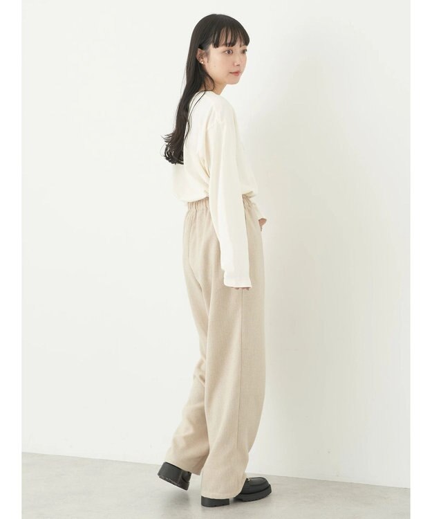 earth music&ecology ヘリンボーンイージーパンツ Ivory