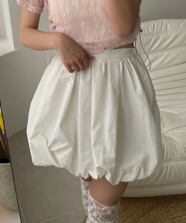 WEGO ナイロンバルーンミニスカート オフホワイト