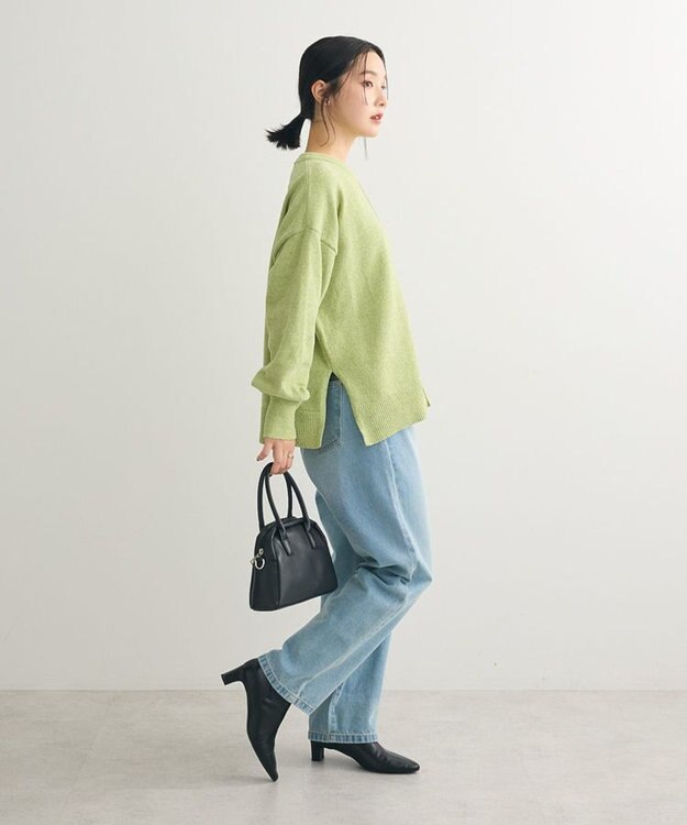 Green Parks ベロアモールリラックスサイズニットプルオーバー Green