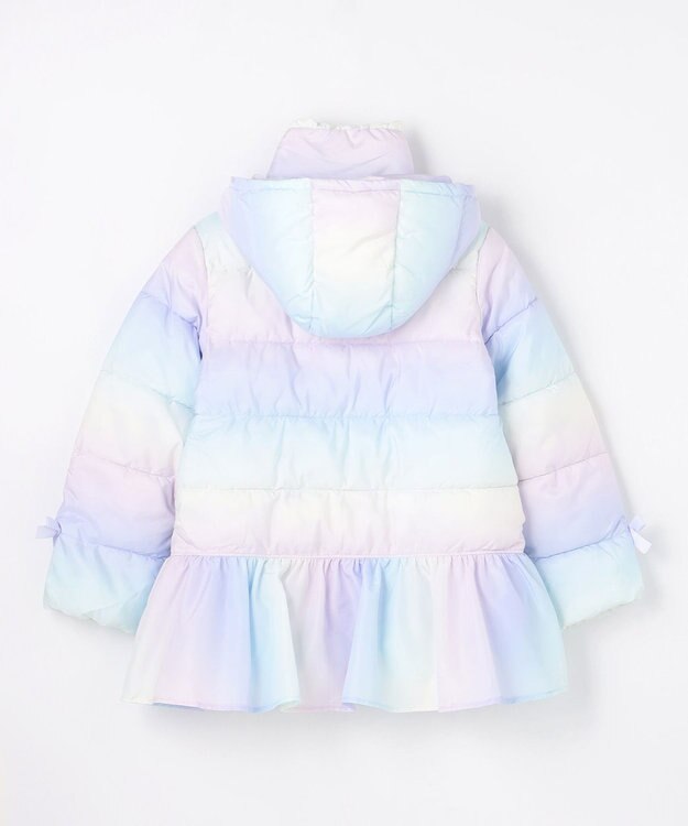 ANY KIDS 【フード取り外し/洗濯機可能】中綿フリル リボンコート レインボー